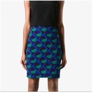 Marc Jacobs Etta Print Pencil Skirt Blue Green Circles Abstract Size 4